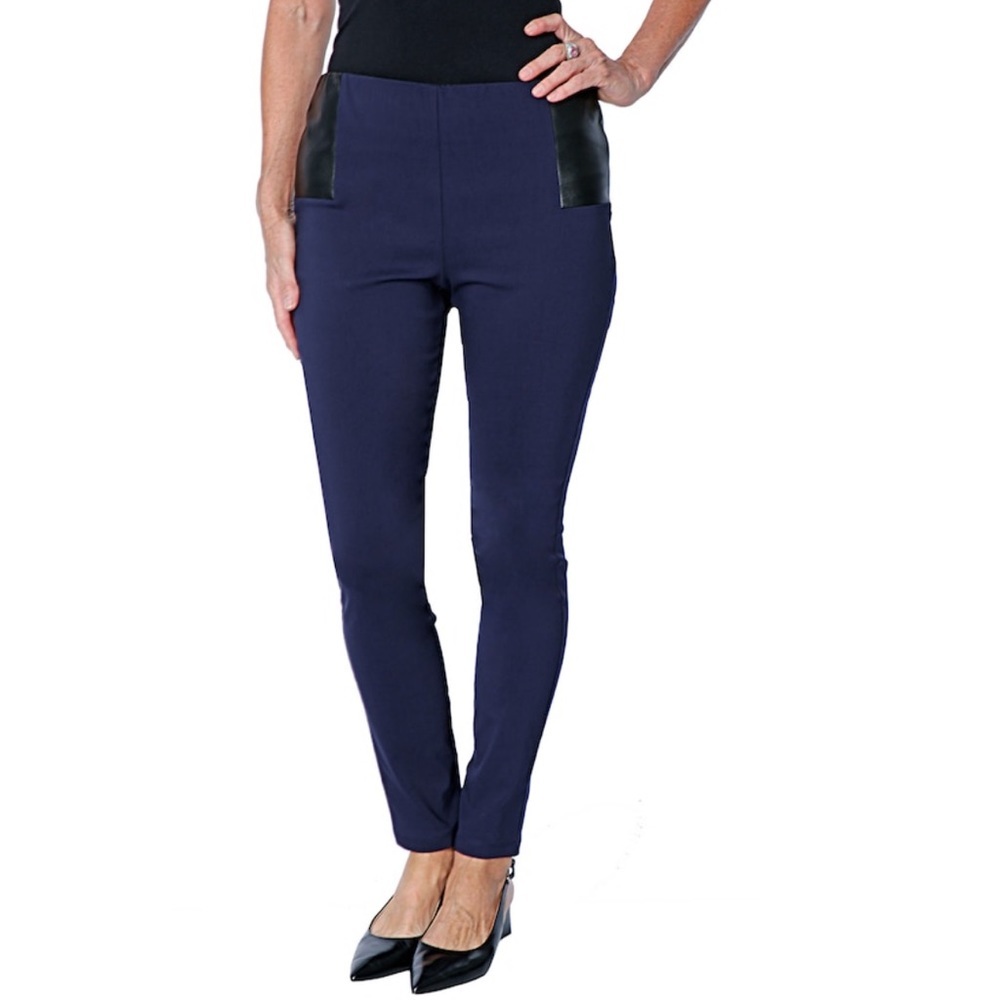 Nwt NINA LEONARD millennium legging with faux leather side waist detail
